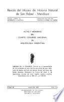 Actas y memorias del Cuarto Congreso Nacional de Arqueología Argentina