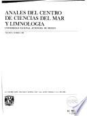 Anales del Centro de Ciencias del Mar y Limnología, Universidad Nacional Autónoma de México