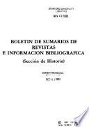 Boletín de sumarios de revistas e información bibliográfica