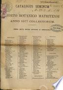 Catalogus seminum in Horto Botanico Matritensi