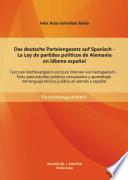 Libro Das Deutsche Parteiengesetz Auf Spanisch