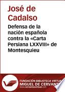 Defensa de la nación española contra la “Carta Persiana LXXVIII” de Montesquieu