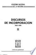 Discursos de incorporación: 1920-1939