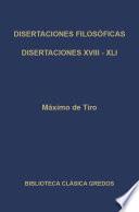 Libro Disertaciones filosóficas XVIII - XLI