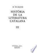 Història de la literatura catalana: Riquer, M. de. Part antiga