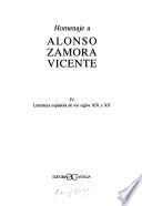 Homenaje a Alonso Zamora Vicente: Literatura española de los siglos XIX y XX