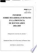Informe sobre desarrollo humano en la Provincia de Buenos Aires