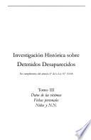 Investigación histórica sobre detenidos desaparecidos: Datos de las víctimas : fichas personales : Argentina (H-Z), Chile, Bolivia, Colombia, niños, N.N