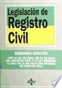 Libro Legislacin de Registro Civil / Civil Registration Law