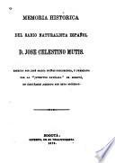Memoria histórica del sabio naturalista español D. José Celestino Mutis