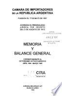 Memoria y balance general - Cámara de Importadores de la República Argentina