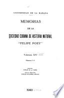 Memorias de la Sociedad Cubana de Historia Natural Felipe Poey.