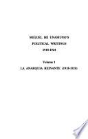 Libro Miguel de Unamuno's political writings, 1918-1924: La anarquia reinante (1918-1920)