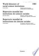Répertoire Mondial Des Institutions de Sciences Sociales