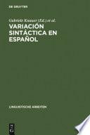 Libro Variación sintáctica en español